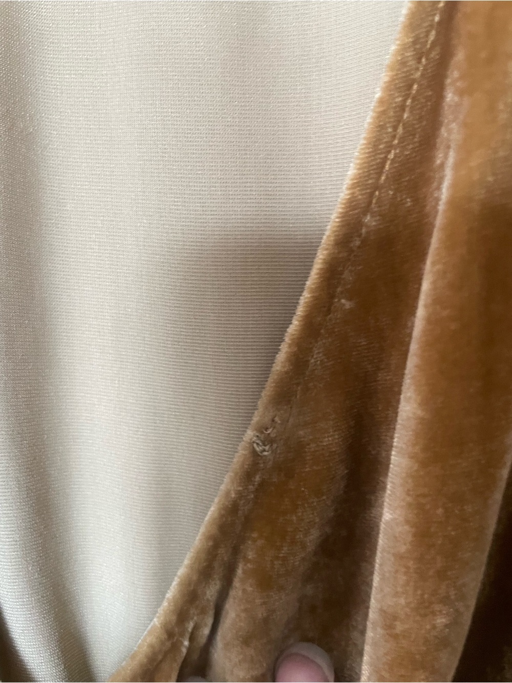 Reformation Chrissy Long Sleeve Velvet Wrap Dress in Caramel - Picture 3 of 11